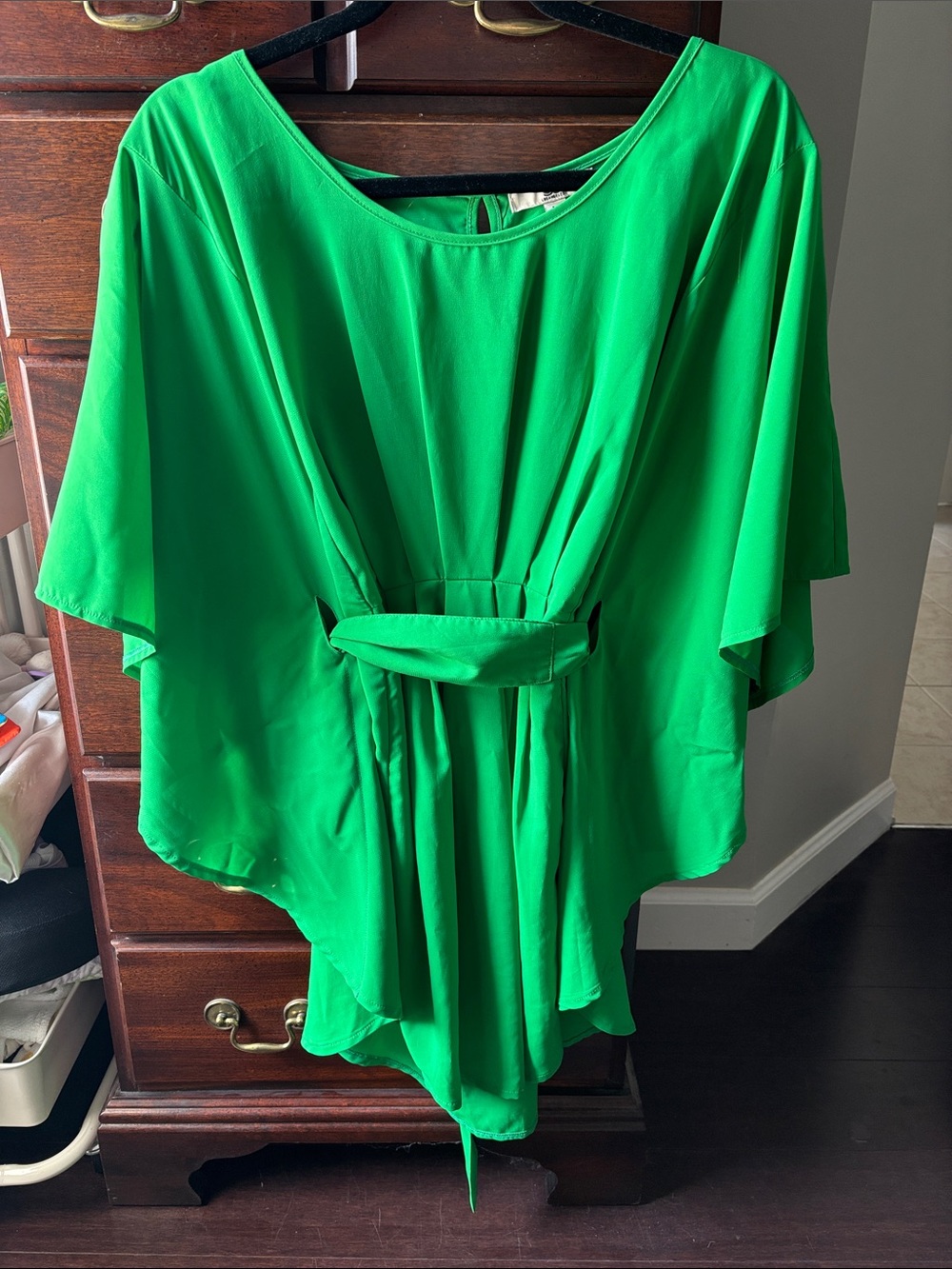 Ya Los Angeles Bright Green Draped Tie-Waist Tunic